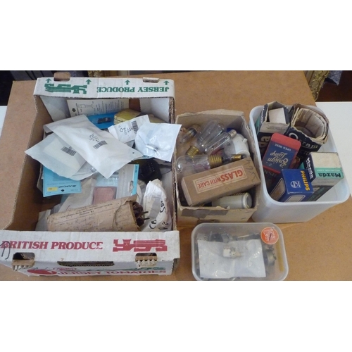 203 - Assorted vintage electronic transformers-cathode ray tubes-projector lamps and vintage bulbs-New Old... 