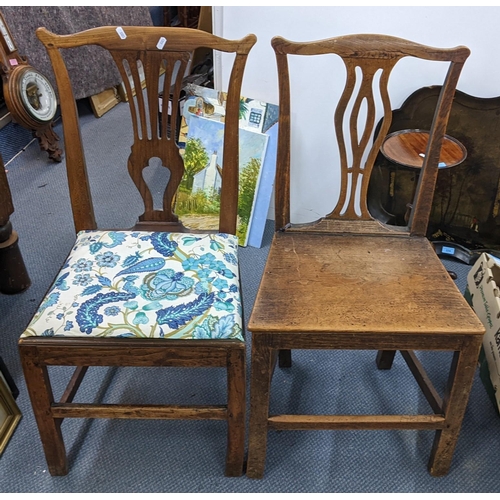 227 - Two 19th century Chippendale style chairs to include a provincial elm seated example seated example
... 