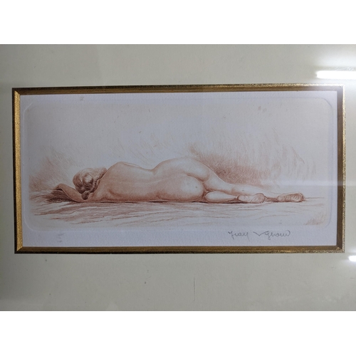 246 - Auguste Jean Vyboud (1872-1944) - signed drypoint etching of a nude, 12cm x 24cm mounted in glazed g... 