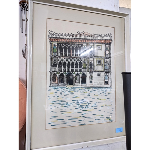 252 - A mixed lot to include a signed Margaret Shaw lithograph D'Oro Venice, inscribed verso; Joan Elliott... 