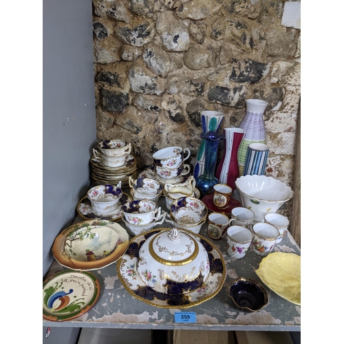 255 - A selection of 19th and mid 20th century ceramics to include a Coalport part tea set, Dresden coffee... 