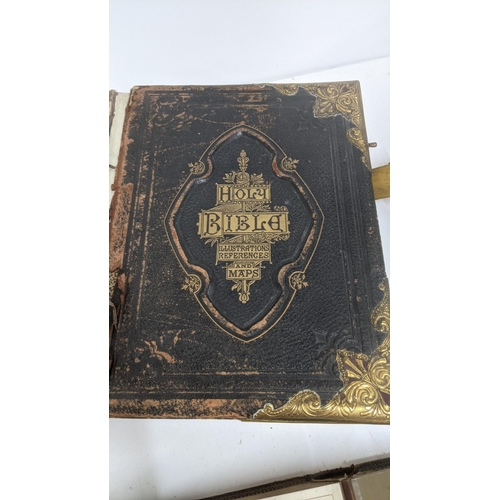 303 - A mixed lot to include a Victorian photograph album, a Victorian scrap book with Christmas cards and... 