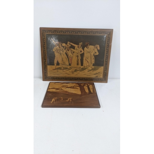 306 - A Sorrento ware wall hanging panel depicting figures dancing, signed to the lower left Y Rinaldi tog... 