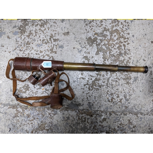 57 - M.D.S London early 20th century leather clad and brass telescope Location:RWM
If there is no conditi... 