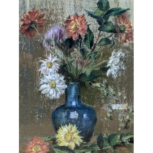 64 - A pastel still life titled 'Flowers in a vase' by E.M.G Gregson, framed and glazed
Location:RWM
If t... 