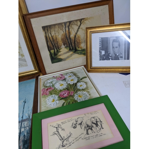 66 - A quantity of framed and glazed pictures and prints to include an oval Victorian watercolour of chil... 