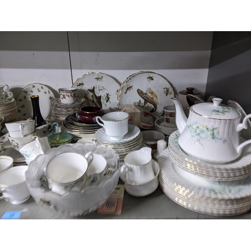 72 - A mixed lot to include various table china including a Royal Stafford tea and dinner service, mixed ... 