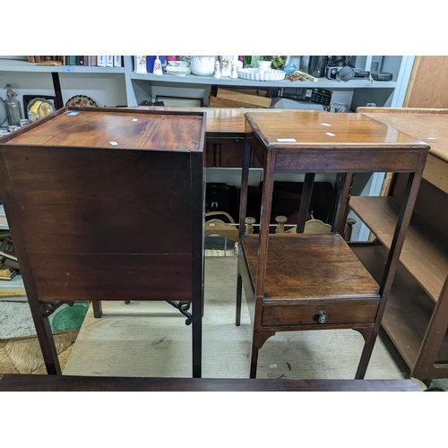 79 - Small furniture to include a Victorian mahogany fold over and swivel topped card table, on turned, t... 