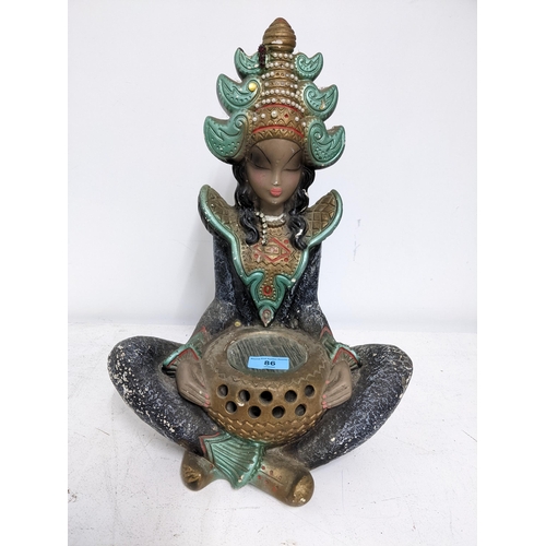 86 - A painted plaster Air India table lamp in the form of a seated Thai woman A/F Location:G
If there is... 