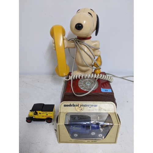 99 - A Post Office Property Snoopy and Woodstock telephone, boxed Models of Yesteryear 1922 Talbot Y-5 mo... 