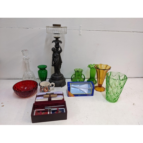 164 - Ceramics and glass to include a Victorian spelter oil lamp base, a Laura Knight
Location:10.1
If the... 