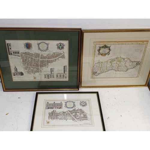 179 - Prints to include a Robert Mordan map of Sussex, Langborn Ward and Candlewick Ward and John Porter p... 