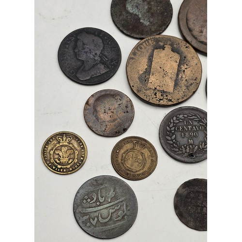 452 - Mixed Coins of Interest - to include, a British East India Company Bombay Presidency 1 Pice (1802-18... 