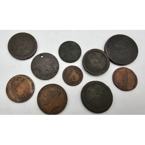 490 - Coins and Tokens of Interest - to include Norwich Two Penny Piece Robert Blake Cotton and Bombazine ... 