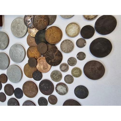 491 - Mixed British Coins - a collection of George I and later coins to include Pennies, Halfpennies, Cart... 