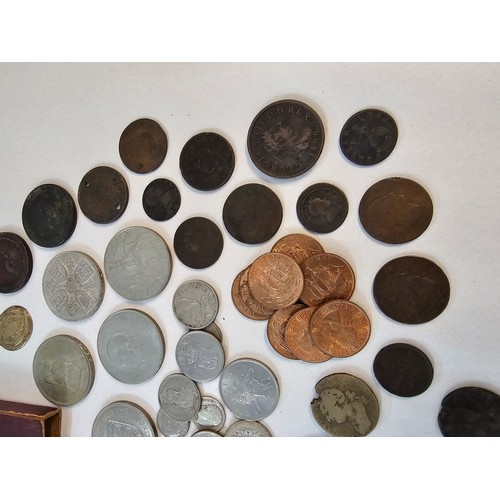 491 - Mixed British Coins - a collection of George I and later coins to include Pennies, Halfpennies, Cart... 