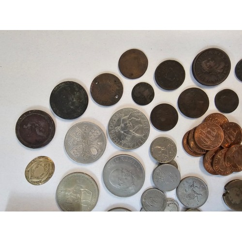 491 - Mixed British Coins - a collection of George I and later coins to include Pennies, Halfpennies, Cart... 