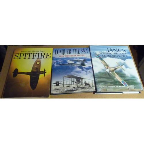 240A - Collection of aviation books covering military and civil aircraft including WW2 spitfire and bombers... 