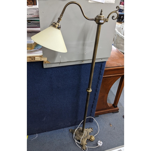 443 - A brass standard lamp having a reeded column and on a tripod base, 143cm h
Location: LAB
If there is... 