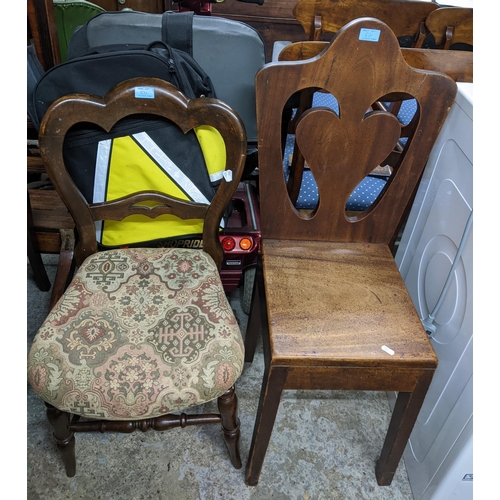 511 - A selection of various Victorian and later chairs to include a set of four mahogany bar back chairs ... 