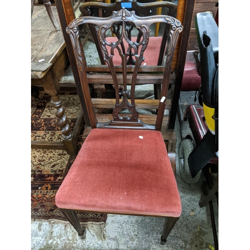 511 - A selection of various Victorian and later chairs to include a set of four mahogany bar back chairs ... 