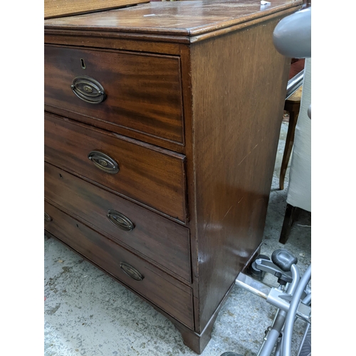 514 - Early Victorian mahogany chest of two short and three long graduated drawers on bracket feet 100cm x... 