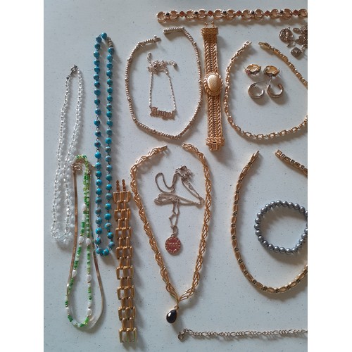 19 - Nina Ricci- A quantity of costume jewellery, mainly late 20th Century gold tone chains and necklaces... 