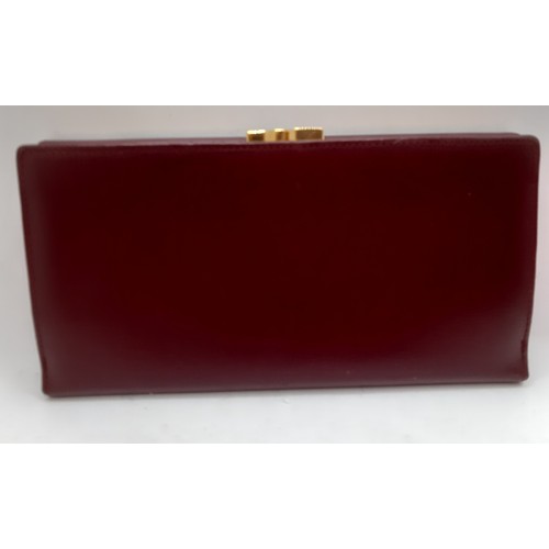 8 - Cartier- A Must de Cartier burgundy cowhide leather purse 19cm x 10cm with wallet and coin compartme... 