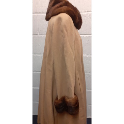 A vintage Sarah Felice blonde cashmere ladies swing coat with 