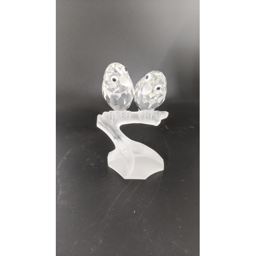 449 - A 1987 collectors piece boxed Swarovski Crystal model of two birds titled Love Birds Location:9.3
If... 