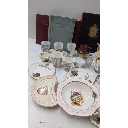 459 - A large mixed lot of 19th century and later commemorative porcelain, together with Royal related boo... 