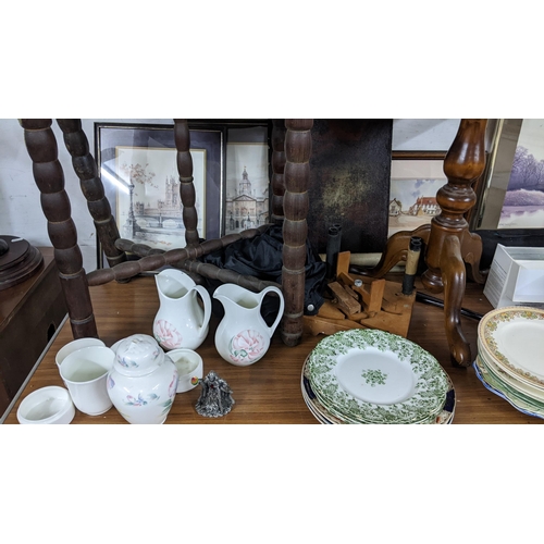 491 - A mixed lot to include framed prints, Victorian and later porcelain plates, Bohemia Crystal vase cir... 