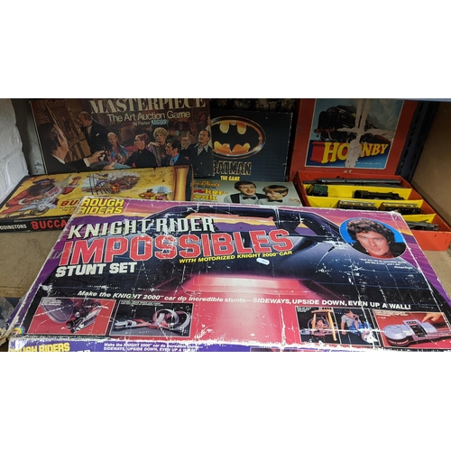 494 - Mixed vintage boxed toys and games to include a clockwork Hornby 00 gauge train set, Knight Rider st... 