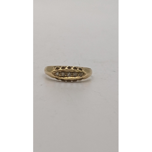 103 - An 18ct gold and 5 stone diamond ring stamped W.G & S 2.1g
Location: RING
If there is no condition r... 