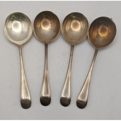 140 - A set of four silver soup spoons, Sheffield 1937, total weight 226.1g
Location: A3B
If there is no c... 