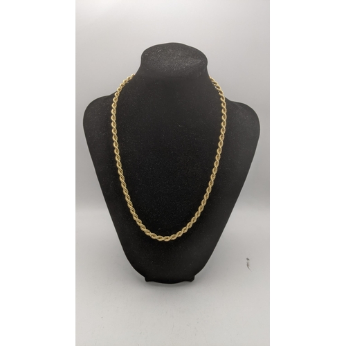 167 - A 9ct gold rope twist necklace 51cm, 10g
Location: CAB 1
If there is no condition report shown, plea... 