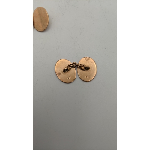 24 - A pair of 9ct rose gold oval shaped cufflinks 9.3g
Location: CAB 9
If there is no condition report s... 