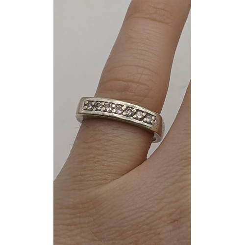 36 - A 9ct gold and 6 stone diamond and paste stone ring size K½ 2.9g
Location: CAB 3
If there is no cond... 