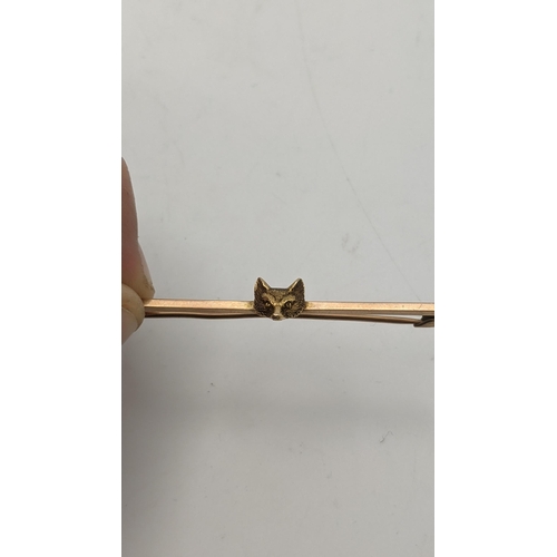 48 - A 9ct gold stick pin fashioned with a fox head, 3g
Location: CAB 1
If there is no condition report s... 