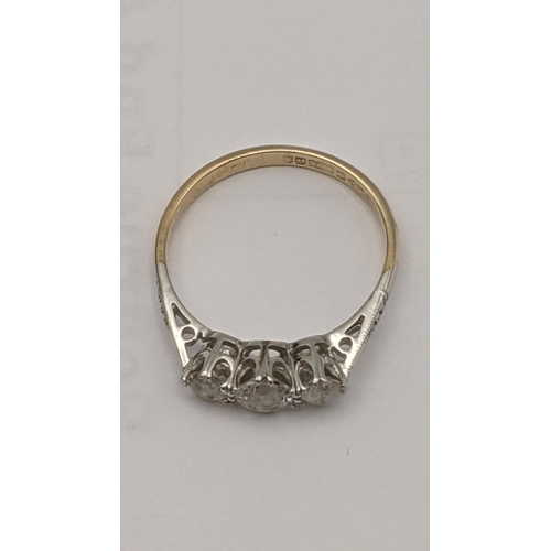 54 - A 9ct gold three stone diamond ring 1.6g
Location: CAB 5
If there is no condition report shown, plea... 