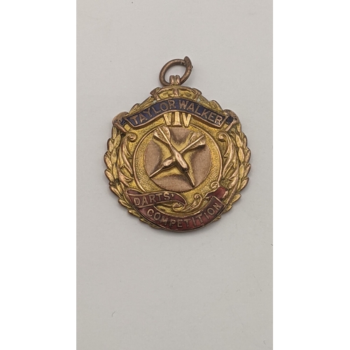 62 - A 9ct gold fob entitled Darts competition league winners 1931-32 'Taylor Walker' 12.9g
Location: CAB... 