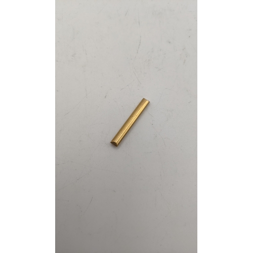 72 - A small bar of yellow gold tested as 15ct gold 3.5g 

Location; CAB 1
If there is no condition repor... 