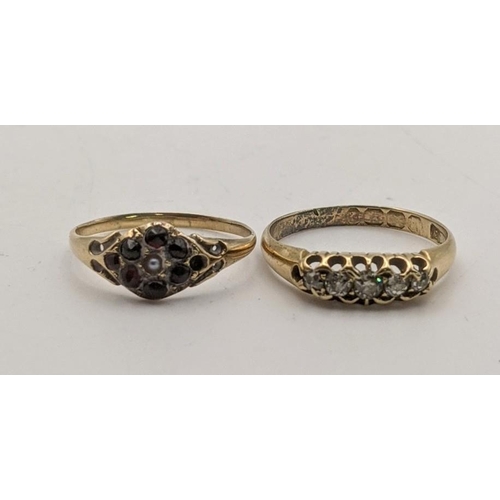 73 - Two yellow gold rings to include a late Victorian to early Edwardian ring both tested as 15ct gold, ... 