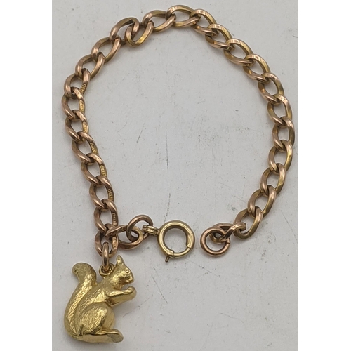 76 - A 9ct gold bracelet having a yellow squirrel tested as 18ct and a later clasp total weight 12.3g
Loc... 