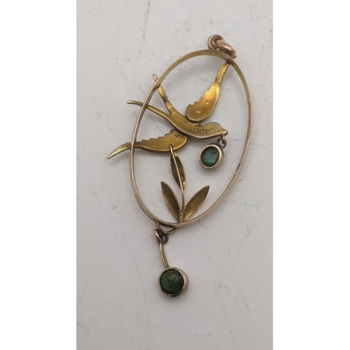 79 - A Victorian 9ct gold seed pearl and turquoise swallow pendant 2g
Location: CAB 1
If there is no cond... 