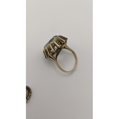 9 - Mixed gold jewellery to include a 8ct gold and lemon quartz oval cut fasted ring 8.2g, together with... 