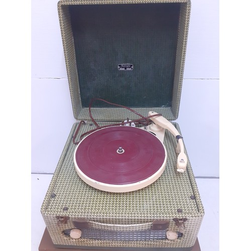 149 - Three vintage record players comprising a PYE Cambridge housed in a briefcase style case, a Master R... 