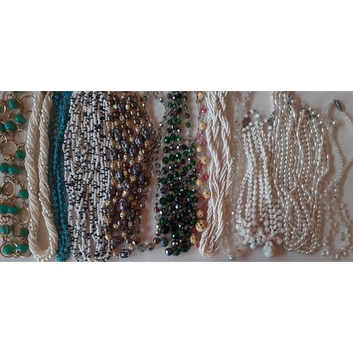 61 - Mixed vintage costume jewellery to include 1950's-70's bead necklaces, 4 silver and white metal fash... 