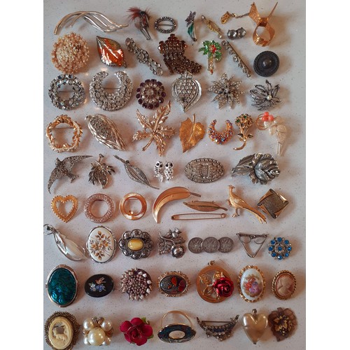 62 - A quantity of vintage brooches, mainly paste examples to include Scottish brooches together with vin... 