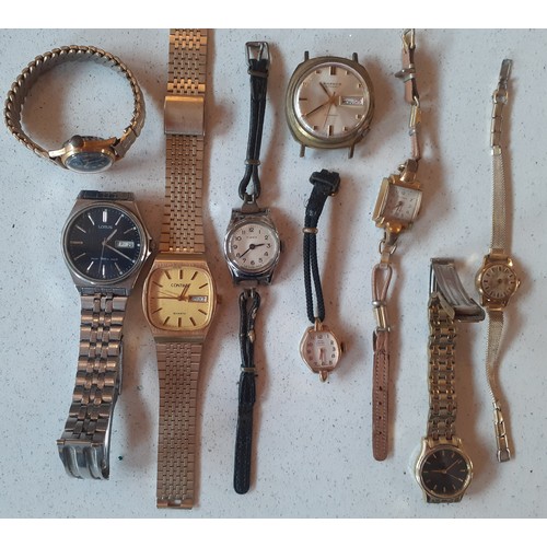 63 - A quantity of mixed vintage wristwatches to include a Lorus stainless steel gents watch with blue di... 